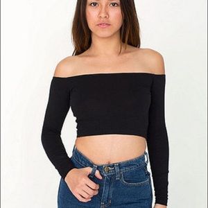 american apparel off shoulder ribbed crop top